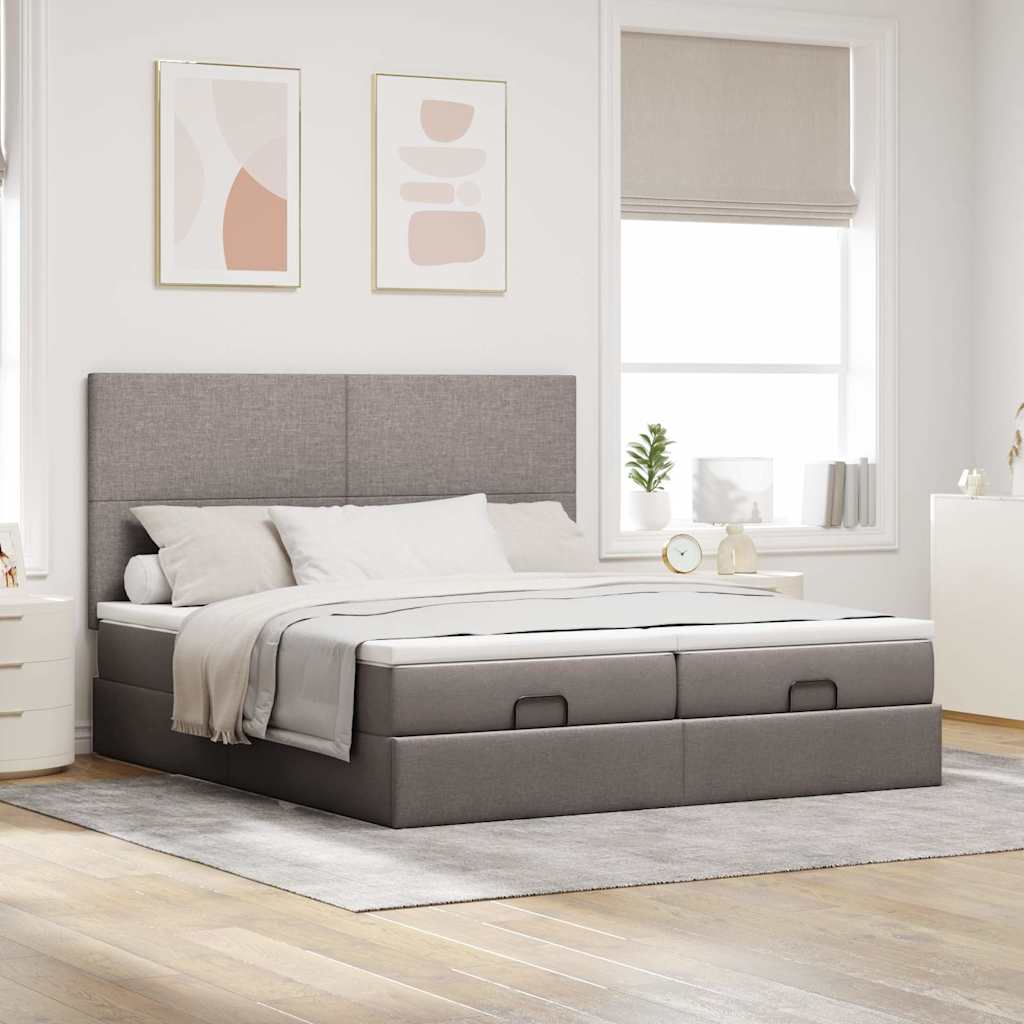Ottoman krevet s madracima, taupe 160x200 cm, tkanina