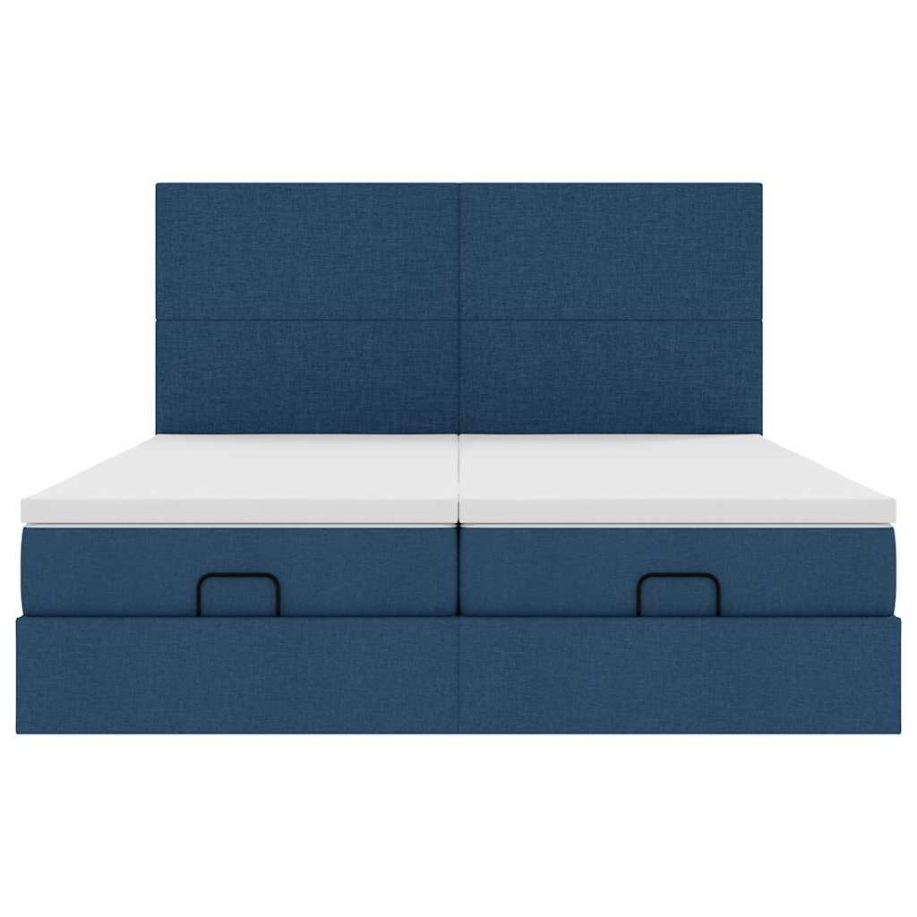 Ottoman krevet s madracima plavi 160x200 cm tkanina