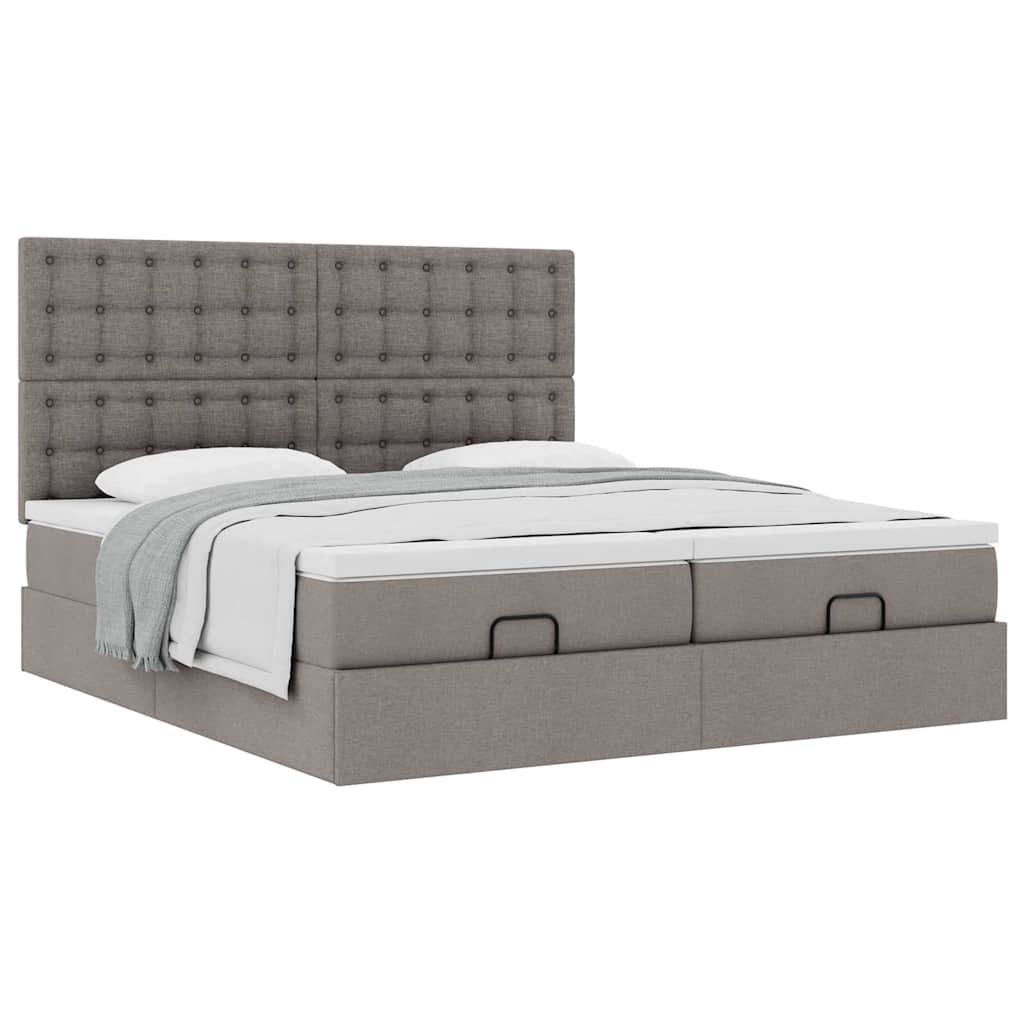 Ottoman krevet s madracima, taupe 160x200 cm, tkanina