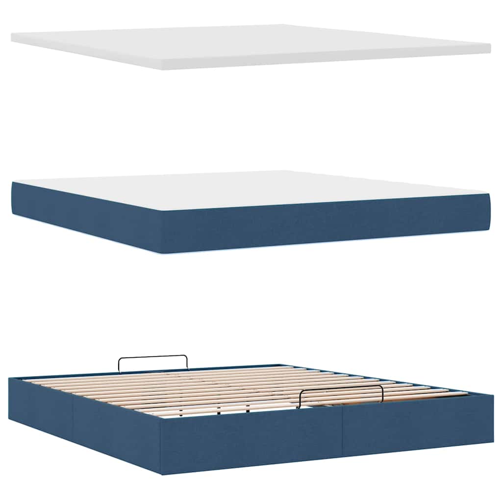 Otomanski krevet s madracem i LED plavi 160x200cm tkanine