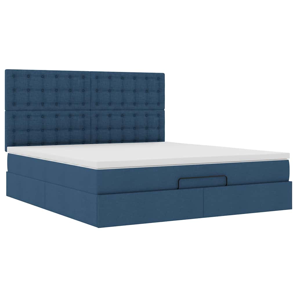 Otomanski krevet s madracem i LED plavi 160x200cm tkanine