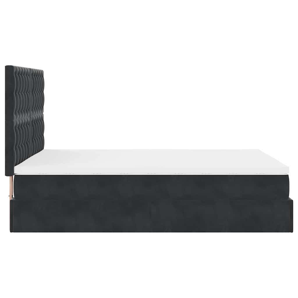 Ottoman krevet s madracima i LED diodama crni 140x200 cm baršun