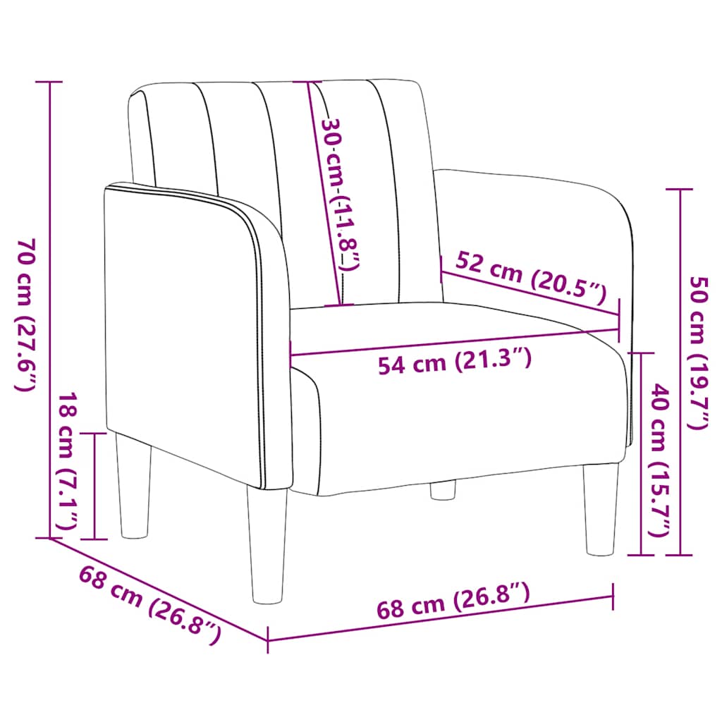 Sofa fotelja s naslonima za ruke crna 54 cm baršunasta