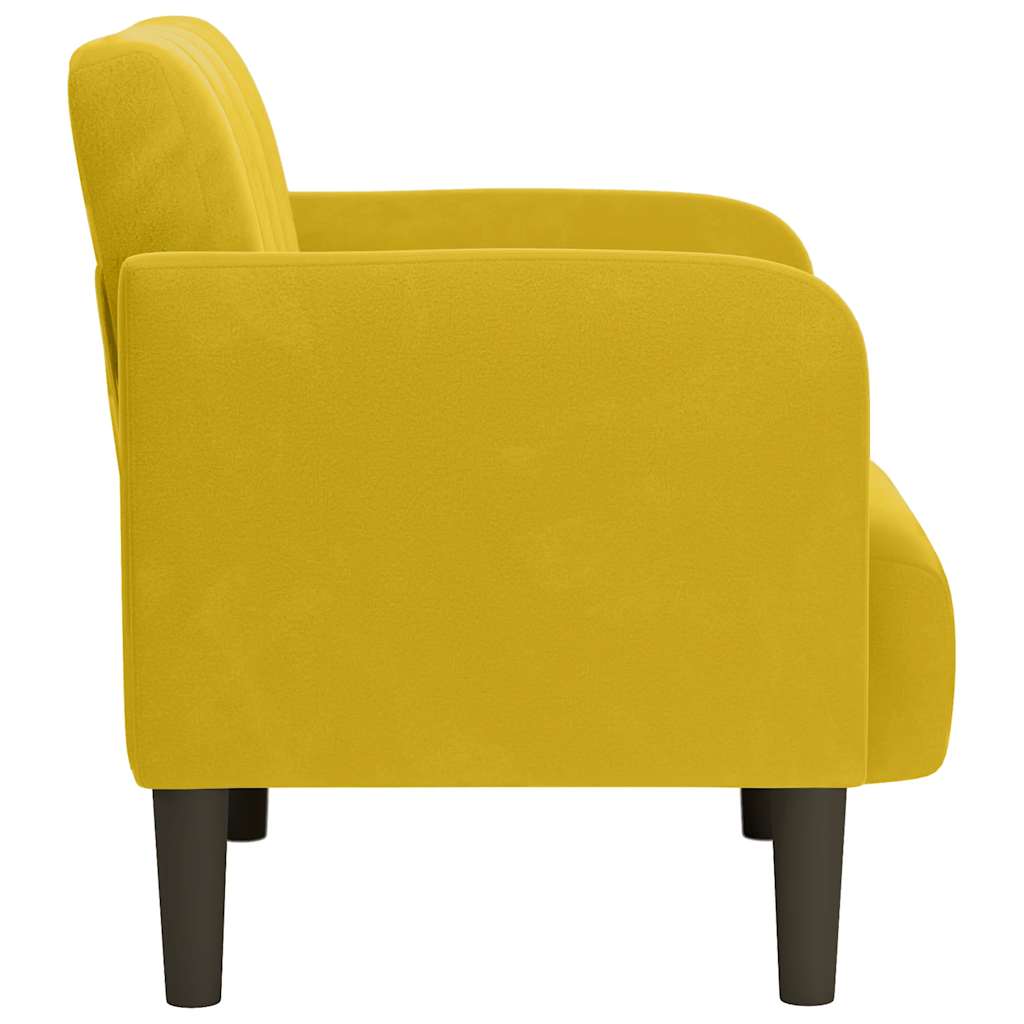 Sofa fotelja s naslonima za ruke žuta 54 cm baršunasta