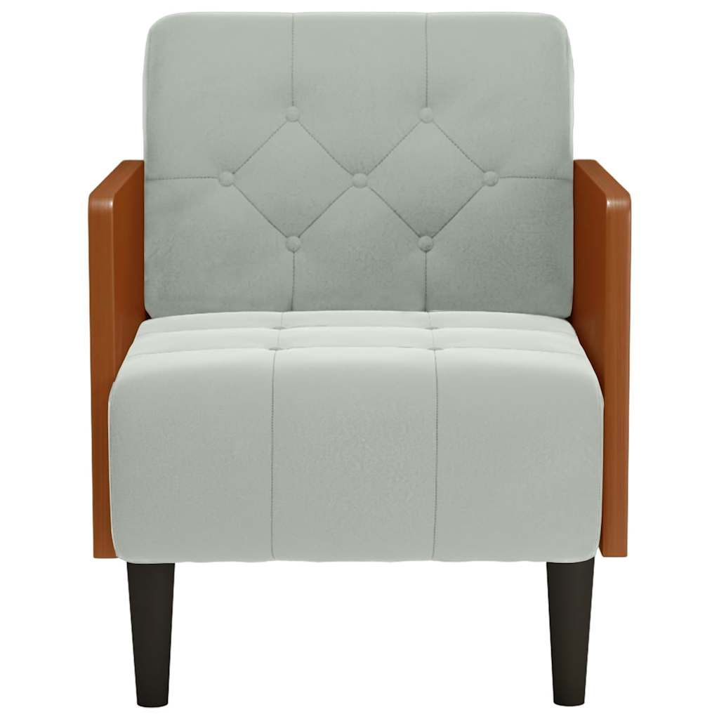 Sofa fotelja s naslonima za ruke svijetlosiva 55 cm baršunasta