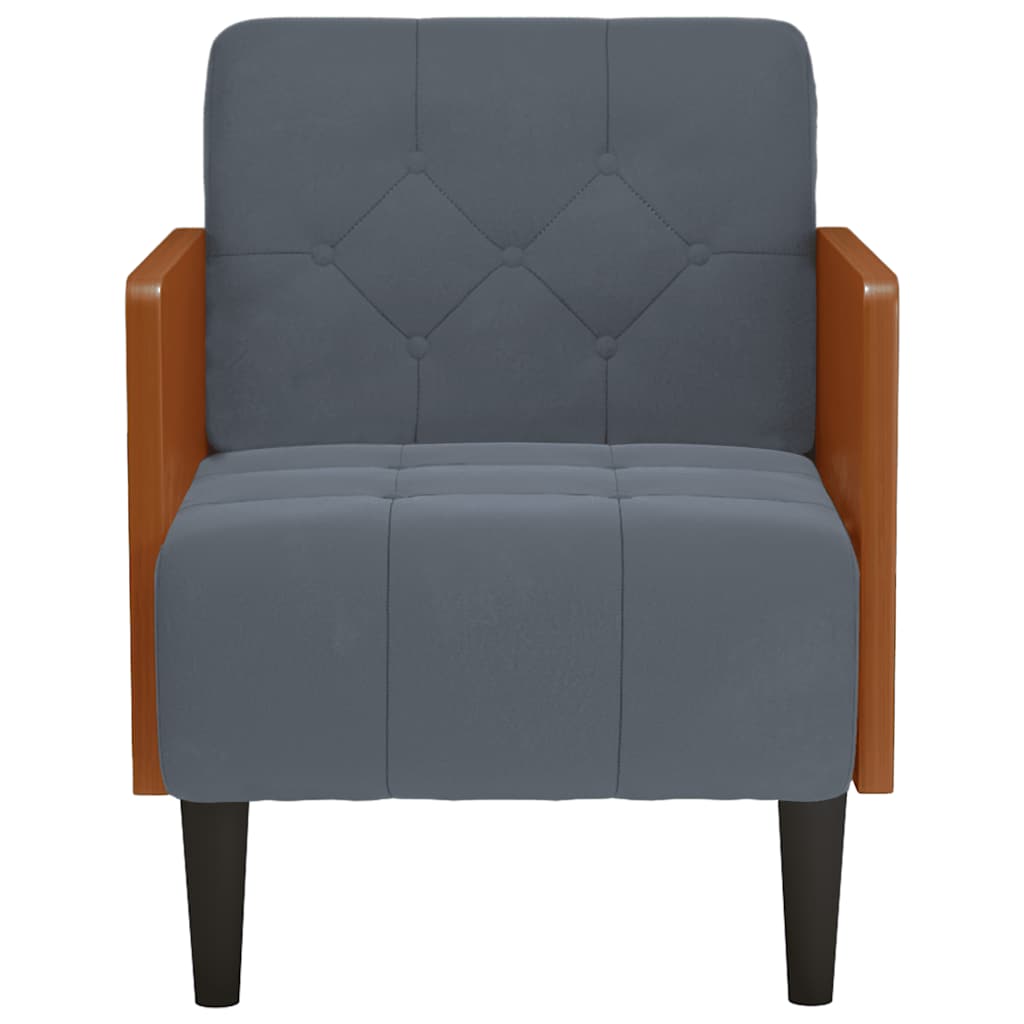 Sofa s naslonima za ruke tamno siva 55 cm baršunasta