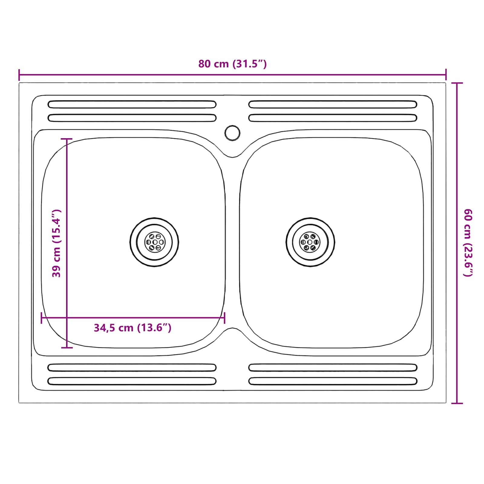 Kuhinjski ormarić za sudoper s pohranom Lucca 2 pcs Bijelo