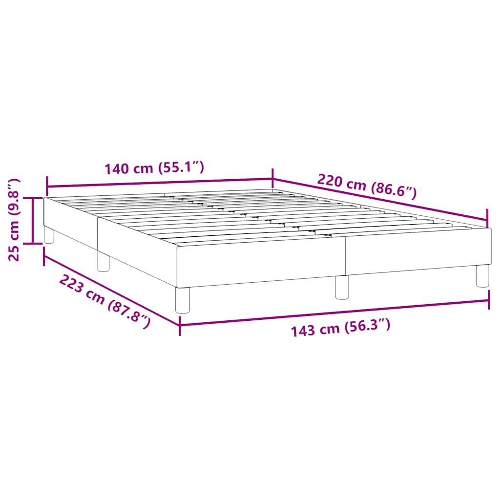 Krevet s oprugama bez madracem svjetlosivi 140x220cm baršunasti