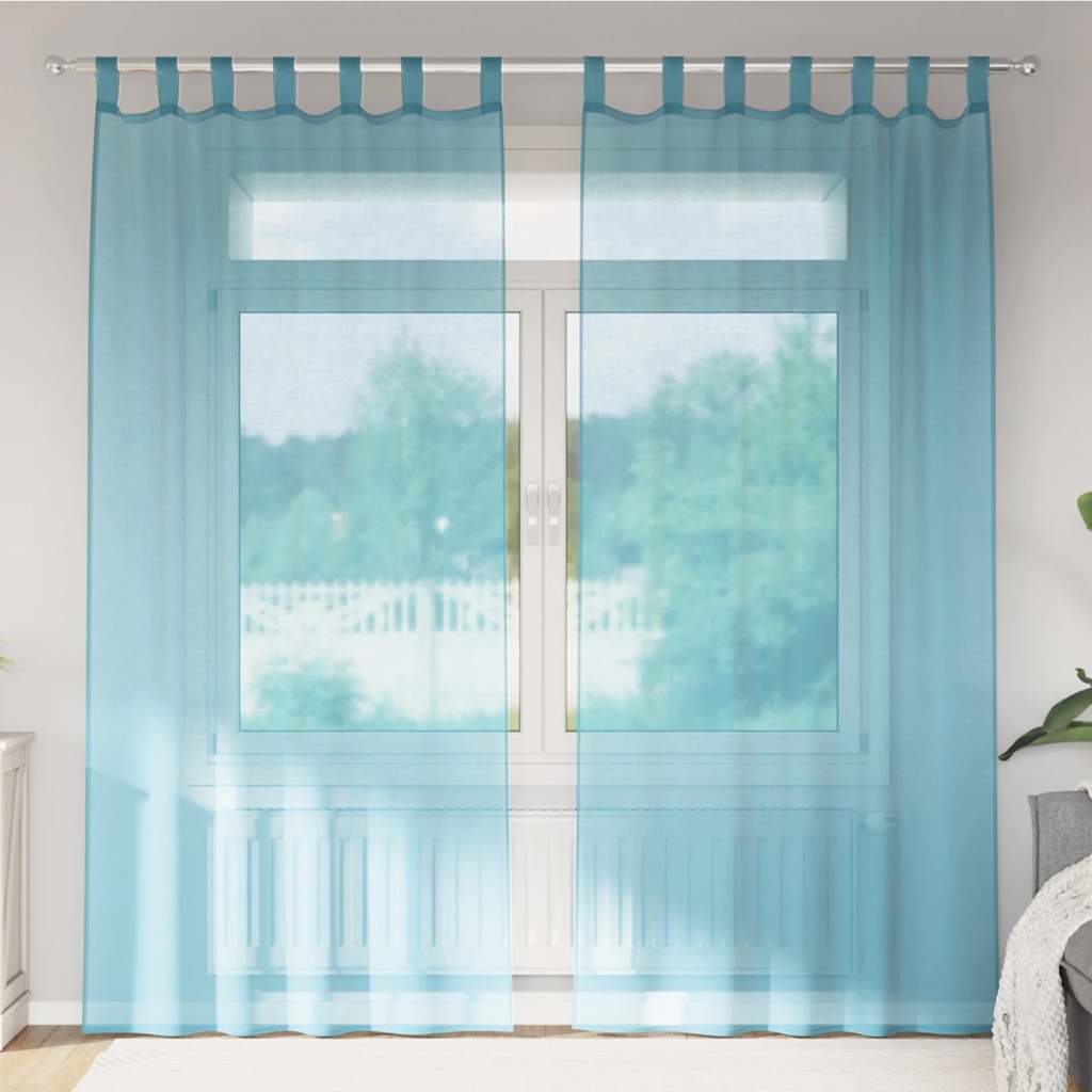 Voile zavjese s petljama 2 kom. tirkizne 140x245 cm