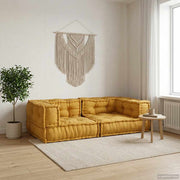 Modularna sofa s 2 sjedišta, žuta, 140x70x36, tkanina