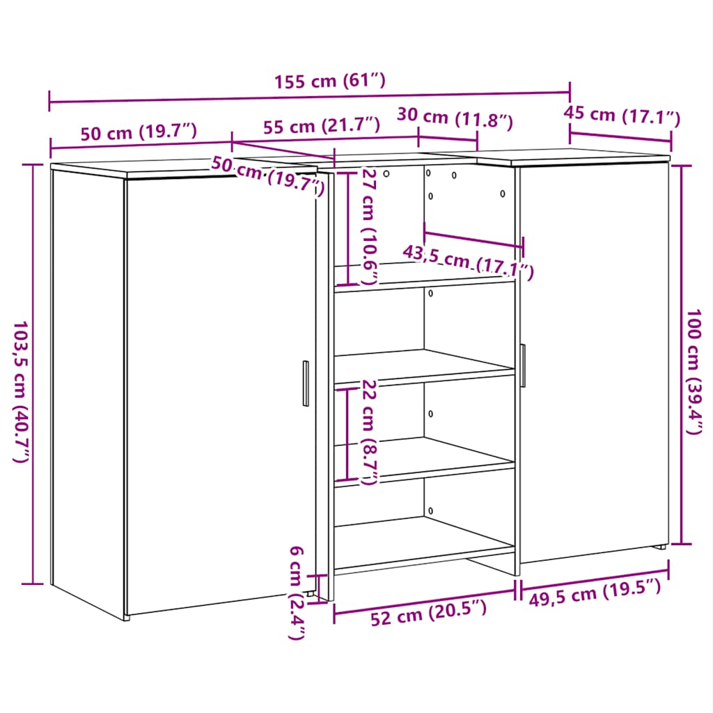 Recepcijski stol 155x50x103,5 cm konstruiranog drva
