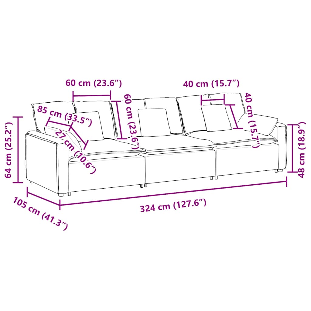 Modularna sofa s jastucima krem boje
