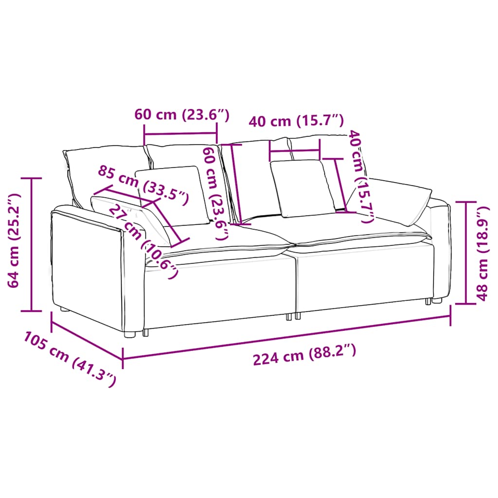 Modularna sofa s jastucima, traperice plave boje