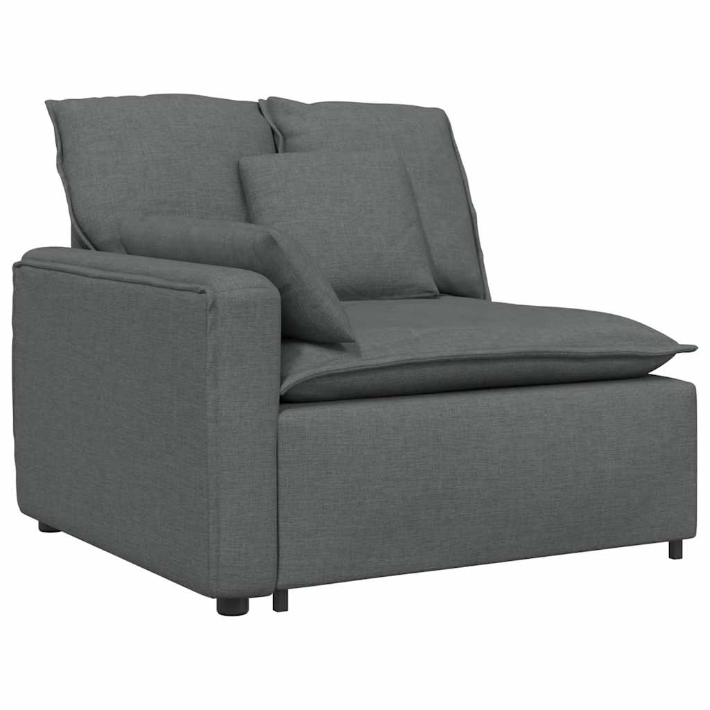 Modularna sofa s podnožjem i jastucima, tkanina, tamno siva
