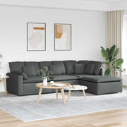 Modularna sofa s podnožjem i jastucima, tkanina, tamno siva
