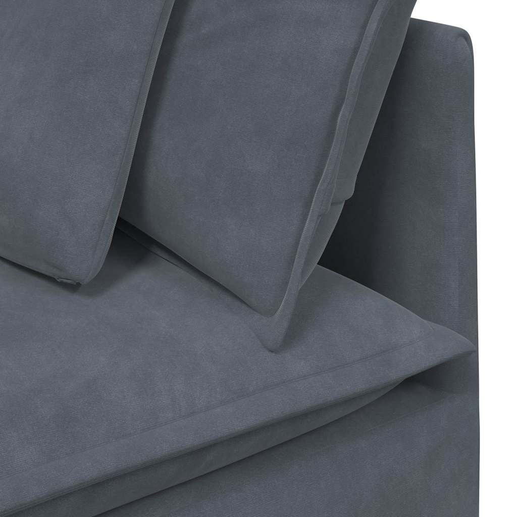 Modularna sofa s podnožjem i jastucima, baršunasta tamno siva
