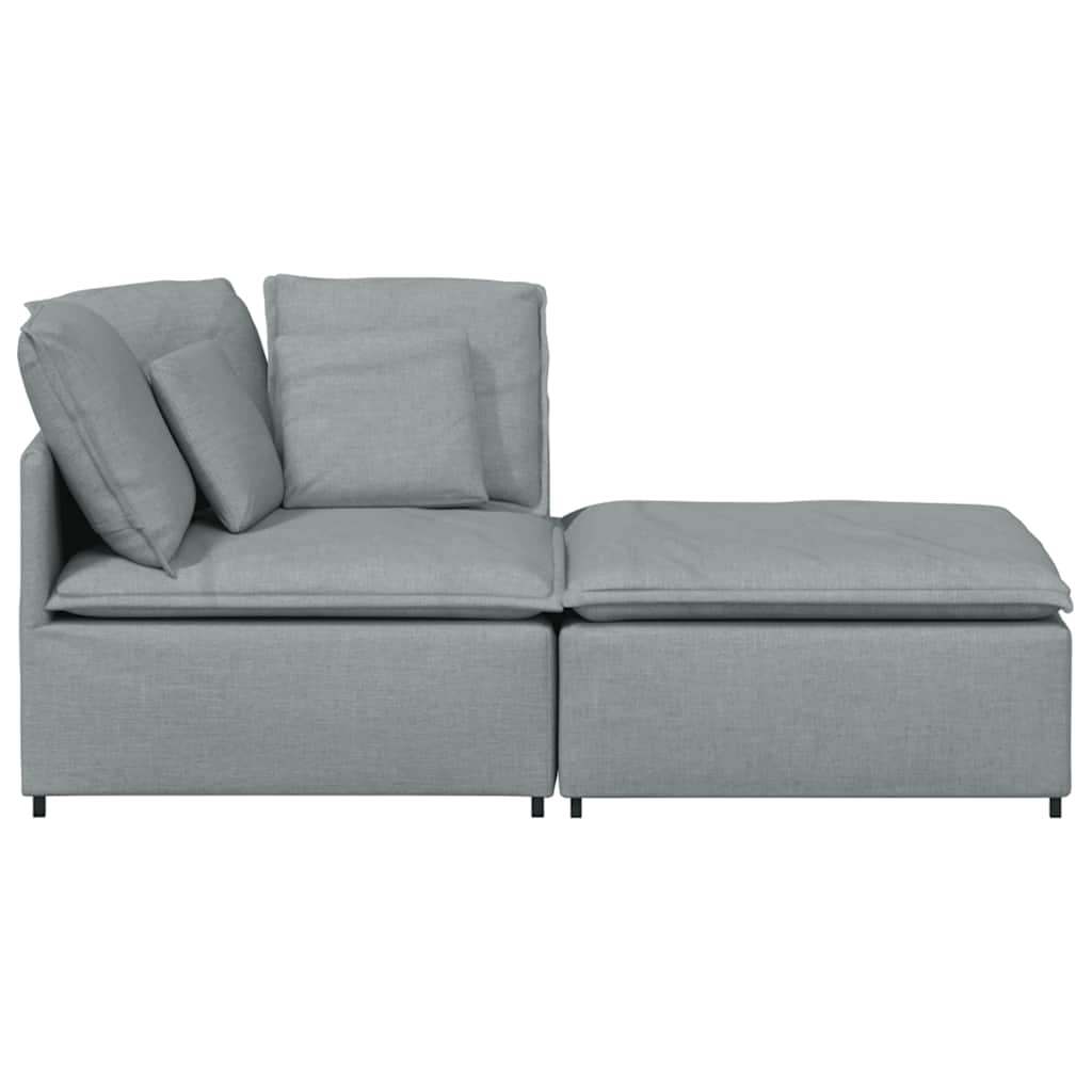 Modularna sofa s podnožjem i jastucima, tkanina, svijetlo siva