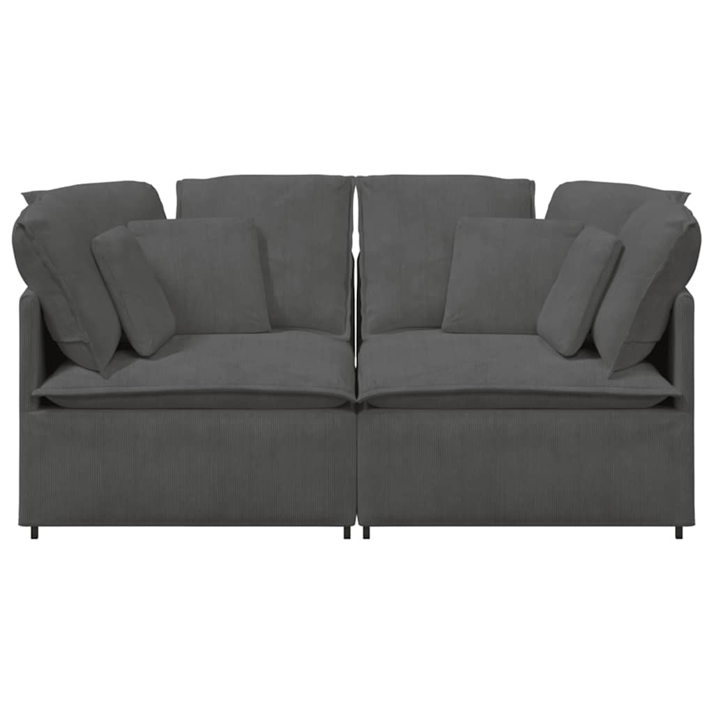 Modularna sofa s jastucima, korduro tkanina, tamno siva