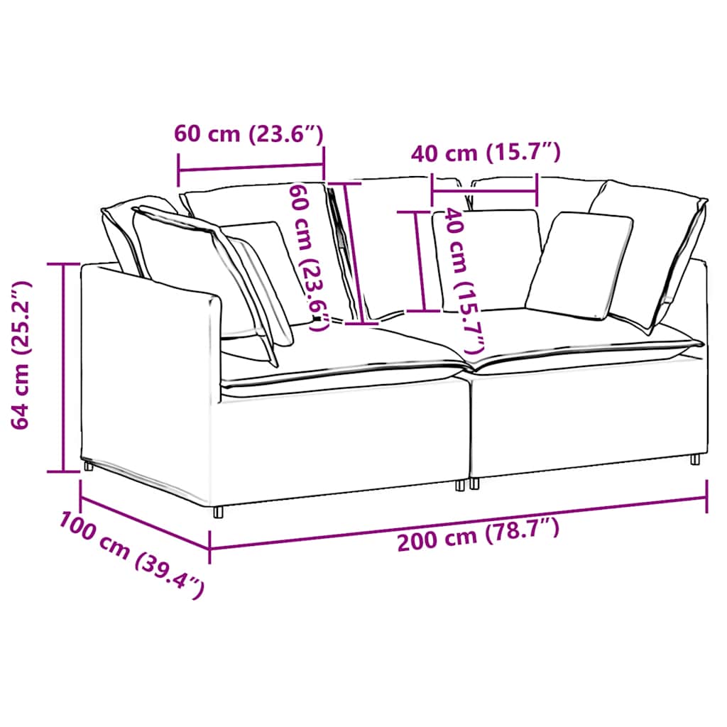 Modularna sofa s jastucima, korduro tkanina, tamno siva