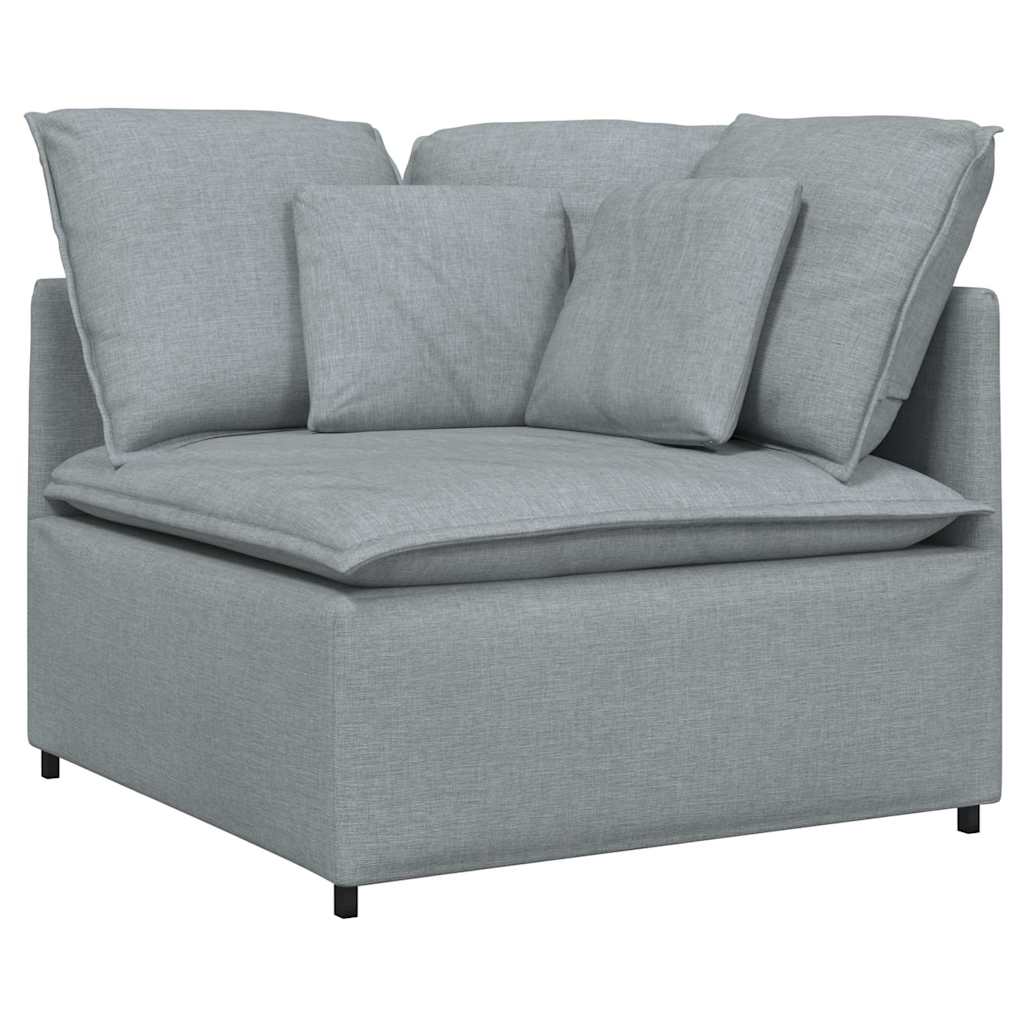 Modularna sofa s podnožjem i jastucima, tkanina, svijetlo siva