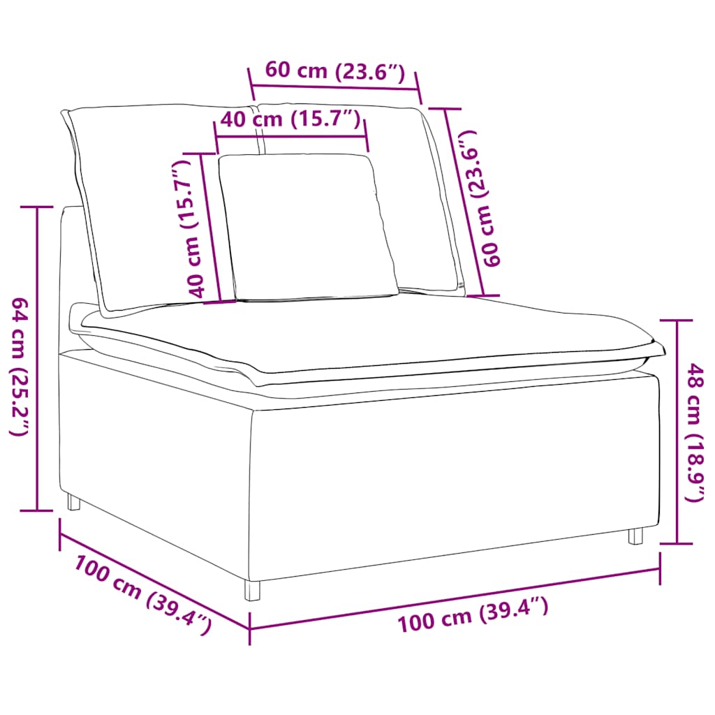Modularni kauč s jastucima svijetložuti 100 cm
