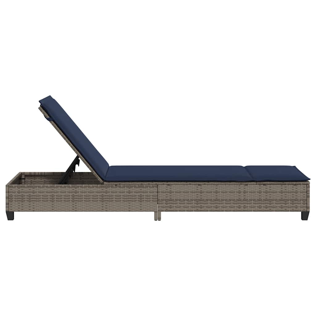 Ležaljka s jastucima siva 55x200x25,5 cm poli ratan