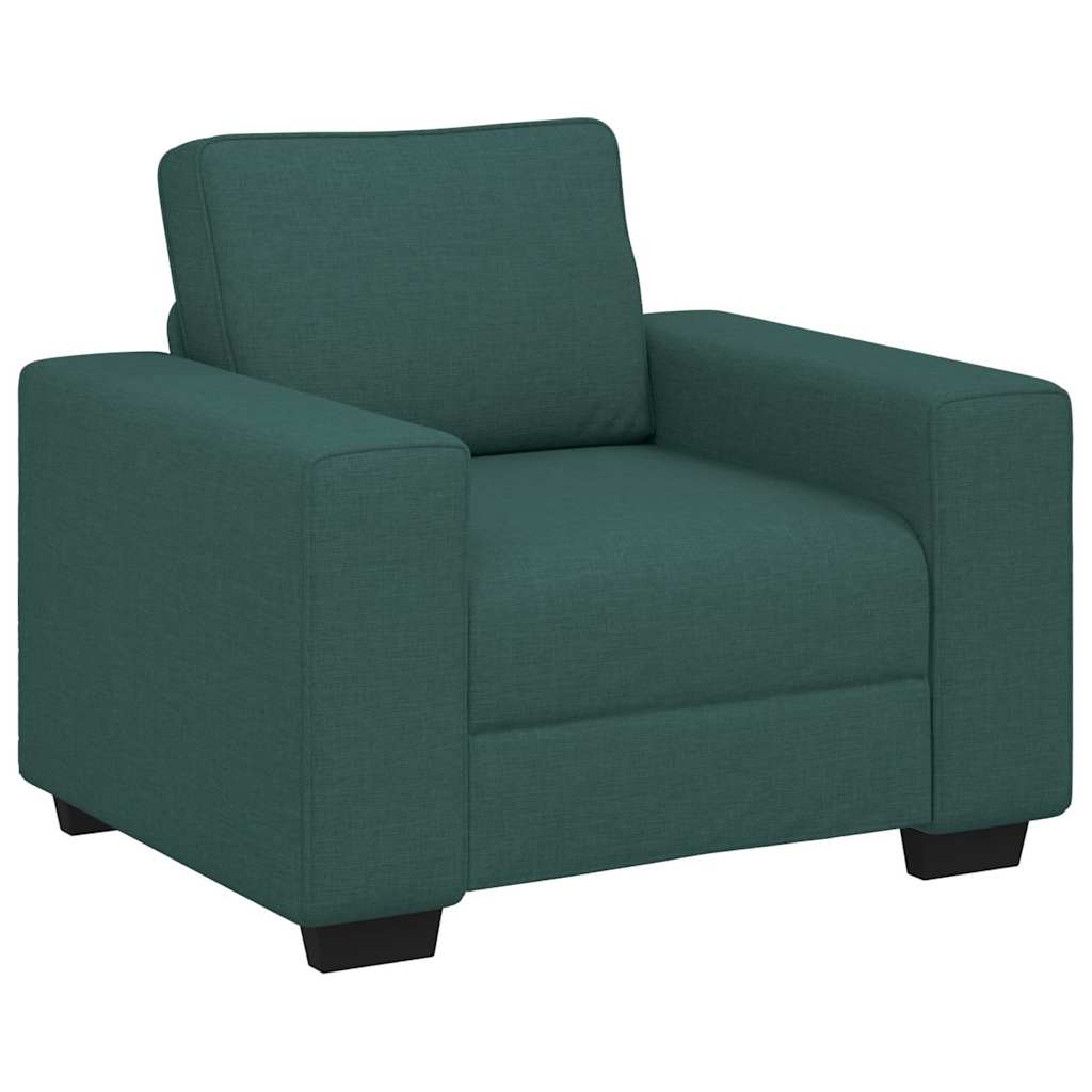 3-dijelni set sofa s jastucima, tamnozelena tkanina