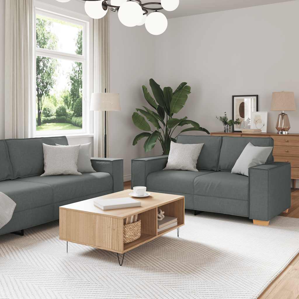 Dvodijelni set sofa s jastucima, tamno siva tkanina