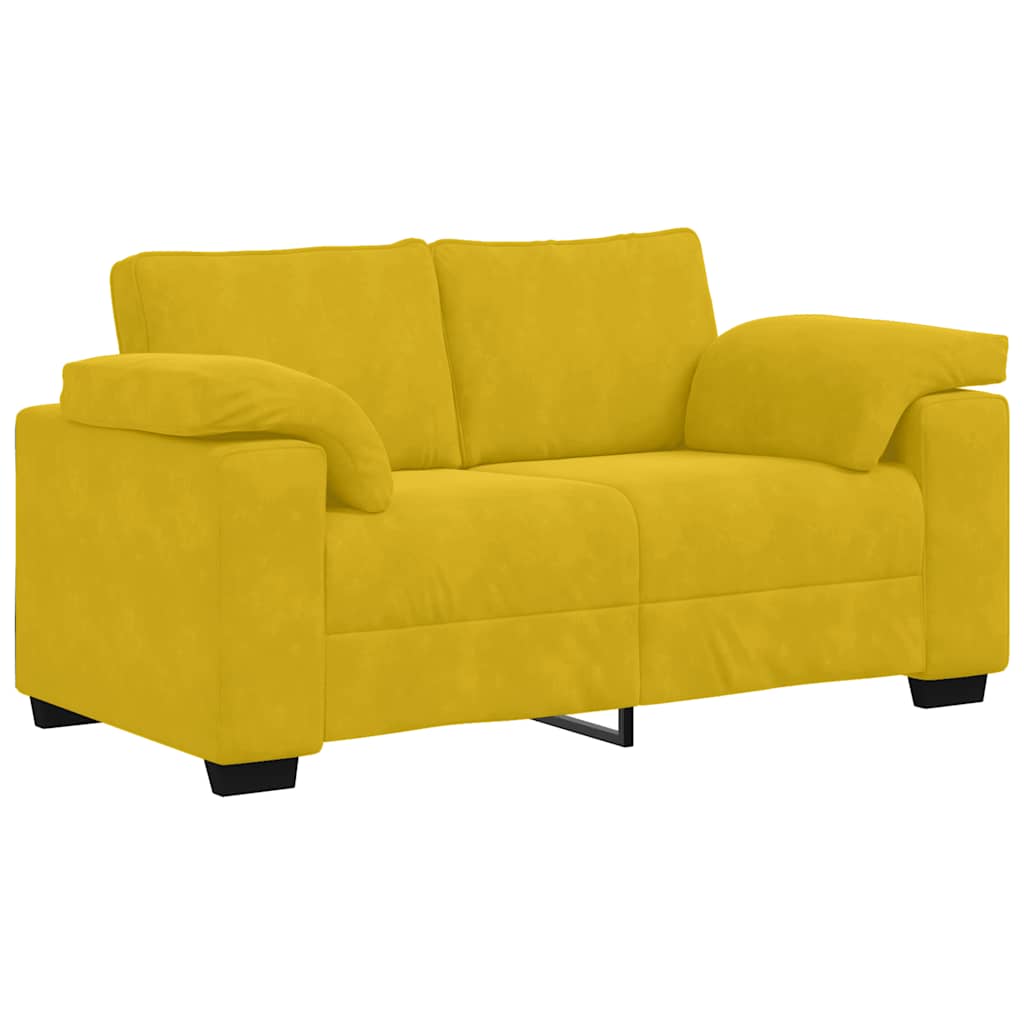 Dvodijelni set sofa s jastucima, žuti baršun