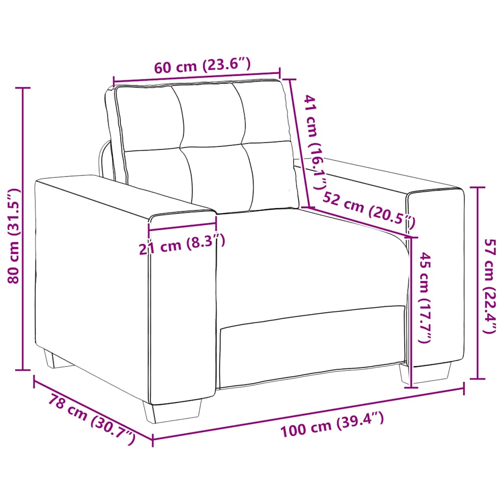 Sofa fotelja krem 100x78x80 cm tkanina