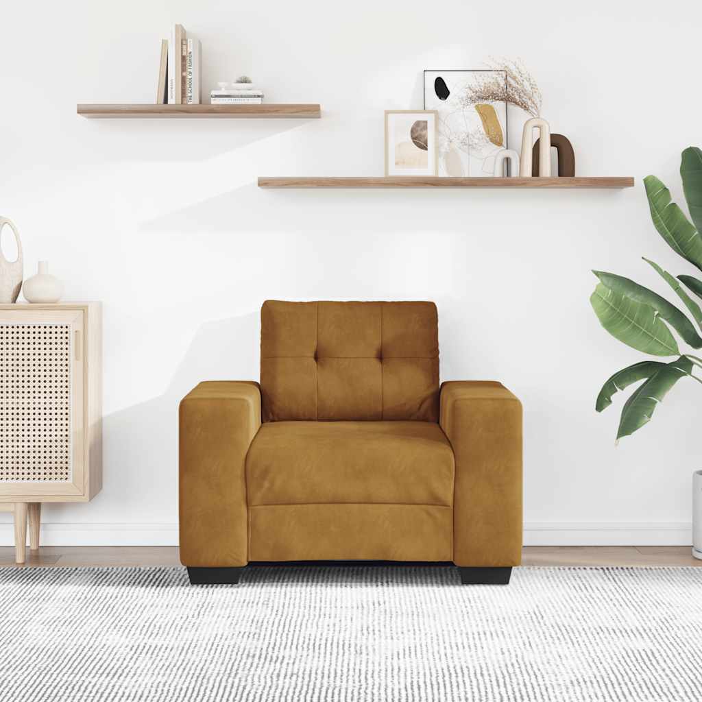 Sofa fotelja smeđa 100x78x80 cm baršun