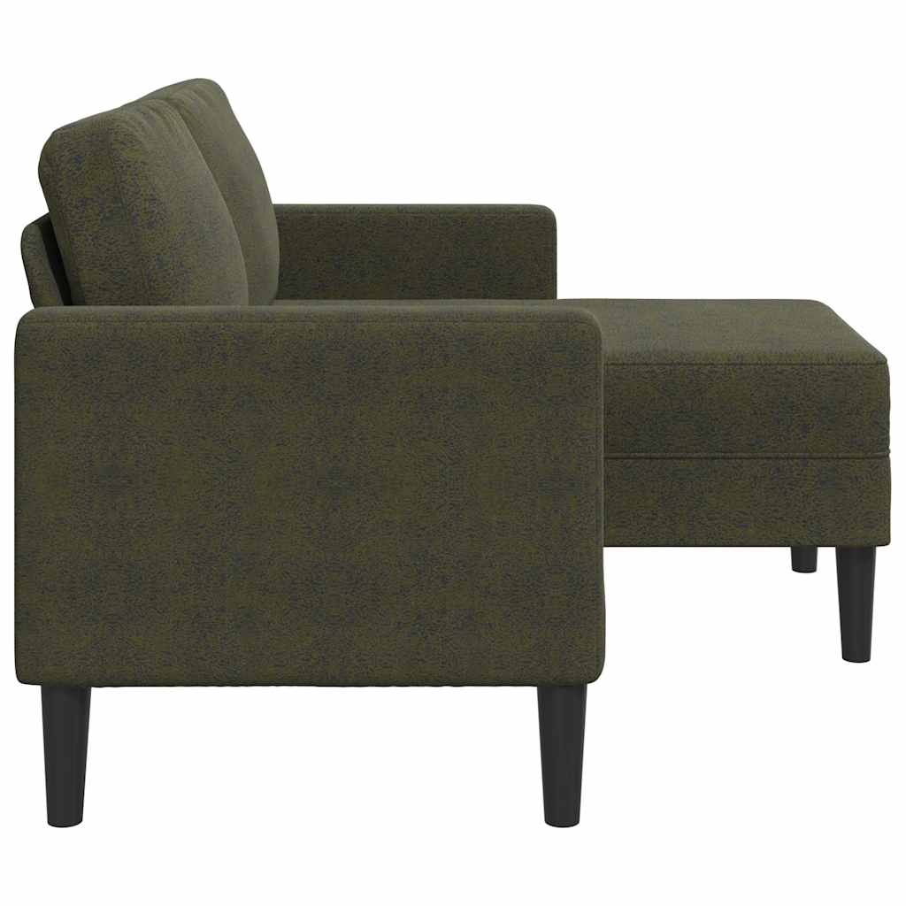 Dvosjed s ležaljkom L-oblika, vojnički zelena 125 cm, umjetna koža