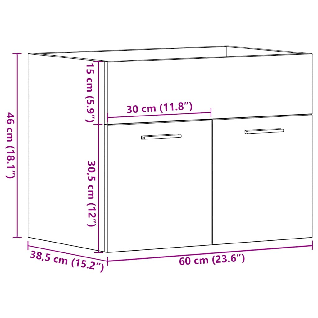 Ormarić za umivaonik u kupaonici Artisan hrast 60x38,5x46 cm Konstruirano drvo
