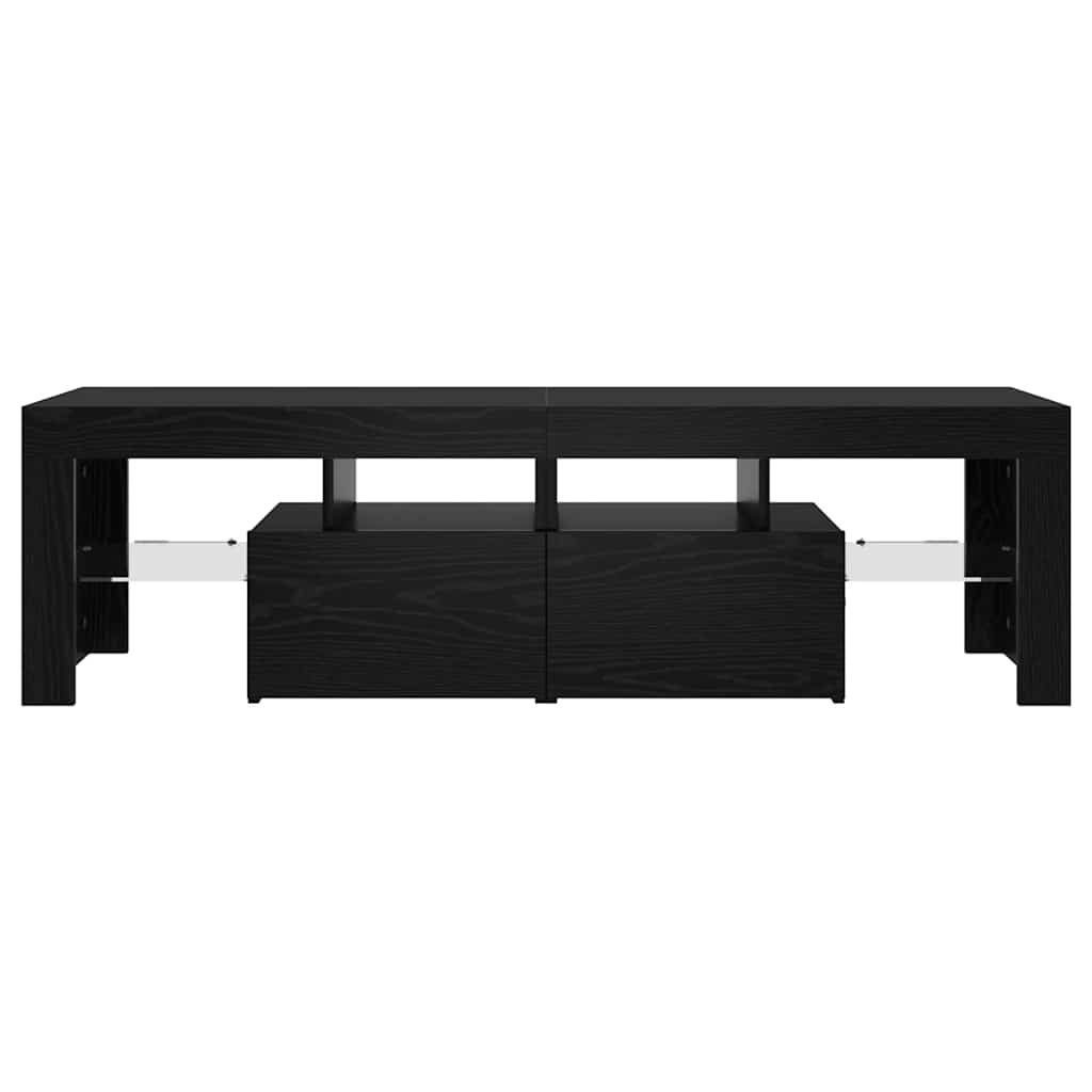 TV ormarić s LED svjetlima crni hrast 140x36,5x40 cm inženjerski drvo
