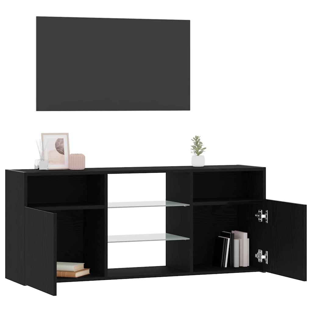 TV ormarić s LED svjetlima crni hrast 120x30x50 cm inženjerski drvo