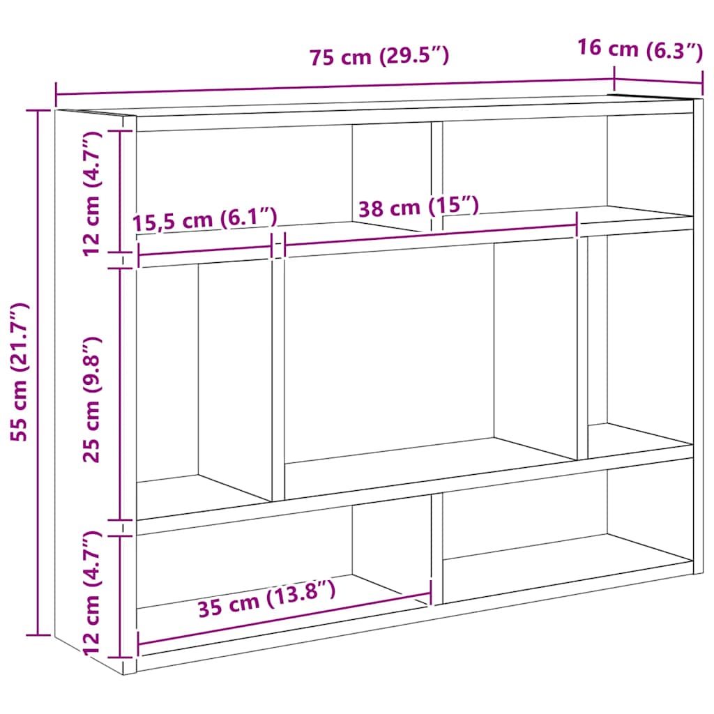 Zidna polica Artisan hrast 75x16x55 cm Konstruirano drvo