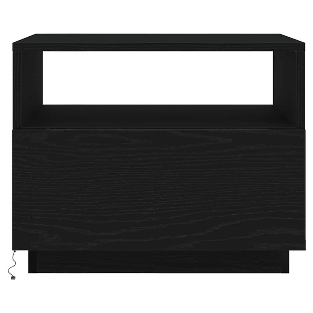 Klub stolić s LED svjetlima crni hrast 50x49x40 cm