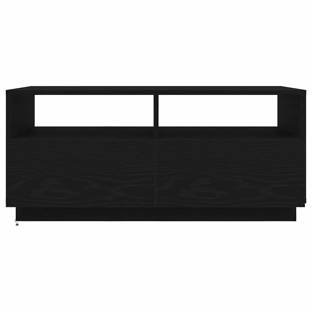 Klub stolić s LED svjetlima crni hrast 90x49x40 cm