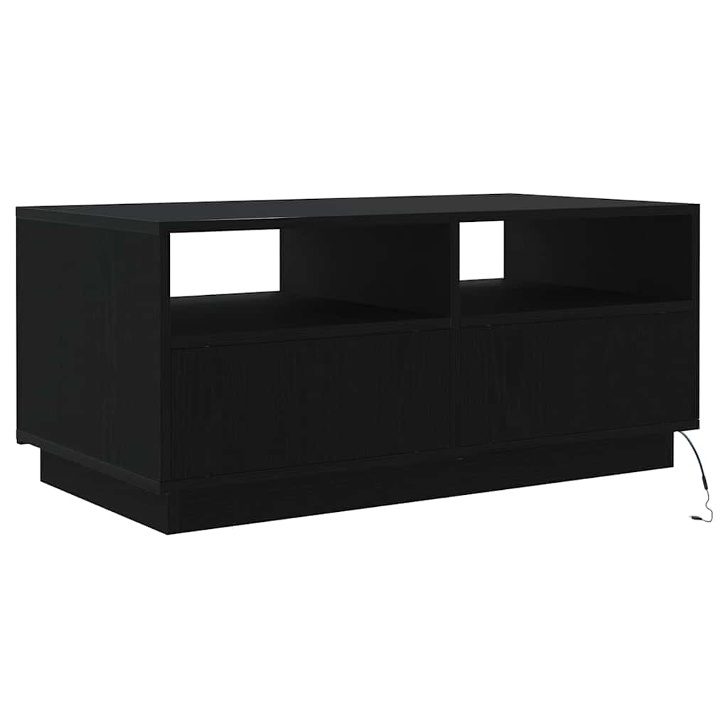 Klub stolić s LED svjetlima crni hrast 90x49x40 cm