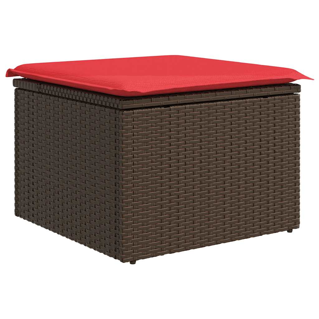 Vrtni set od 9 dijelova s jastucima, smeđi poliratan, akacija
