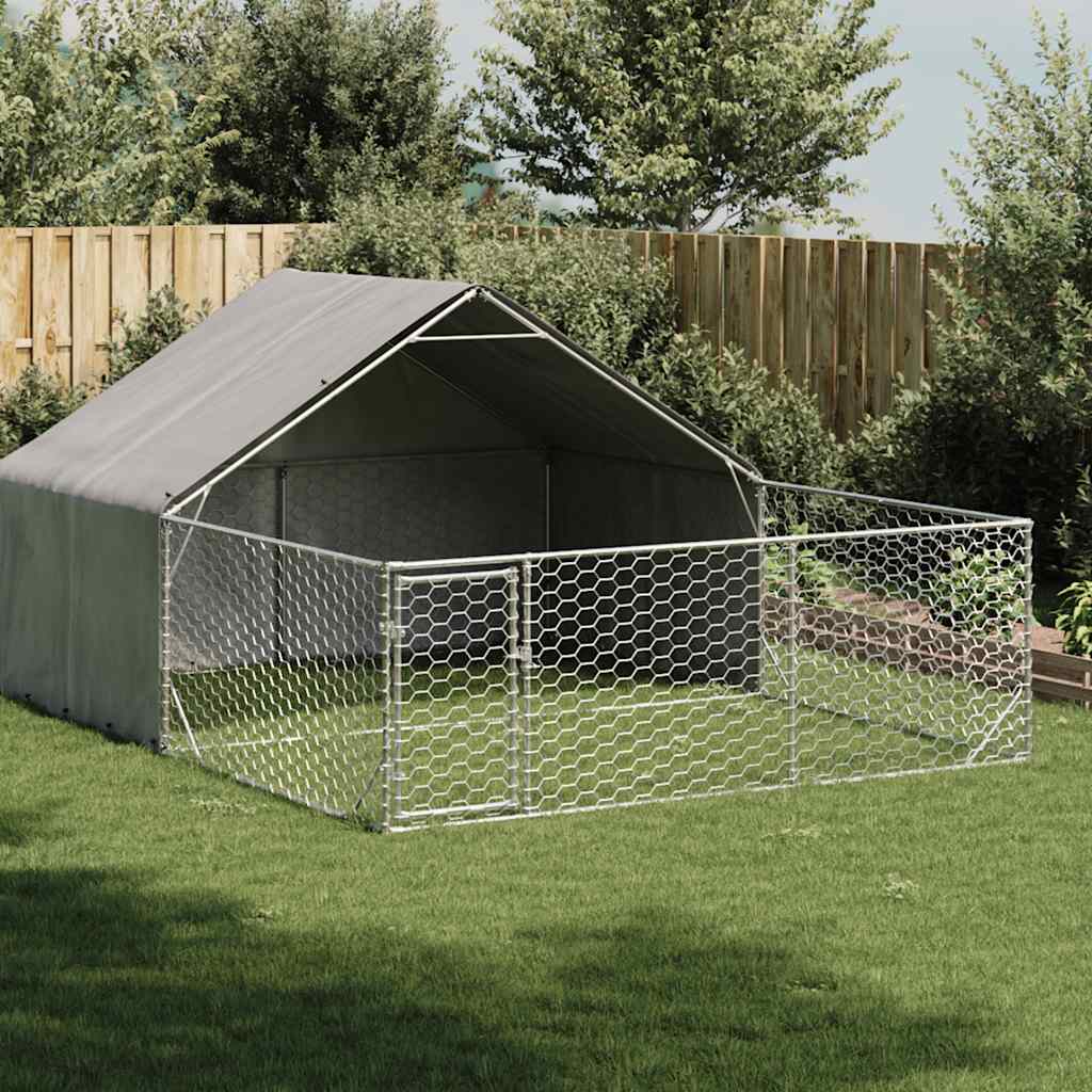 Vanjska kućica za pse sa stazom 4x3x1,9 m pocinčani čelik