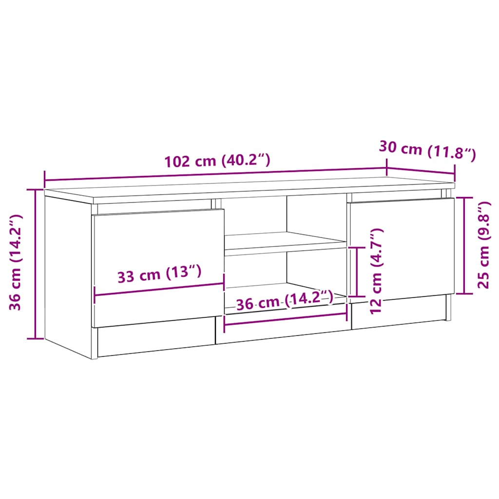 TV ormarić crni hrast 102x30x36 cm inženjerski drvo