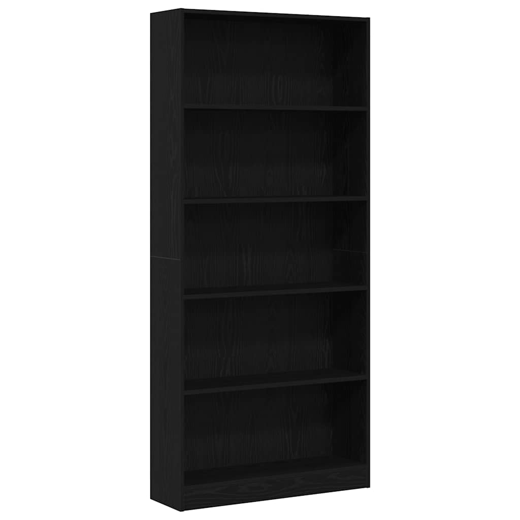 Polica za knjige crni hrast 80x24x176 cm konstruirano drvo