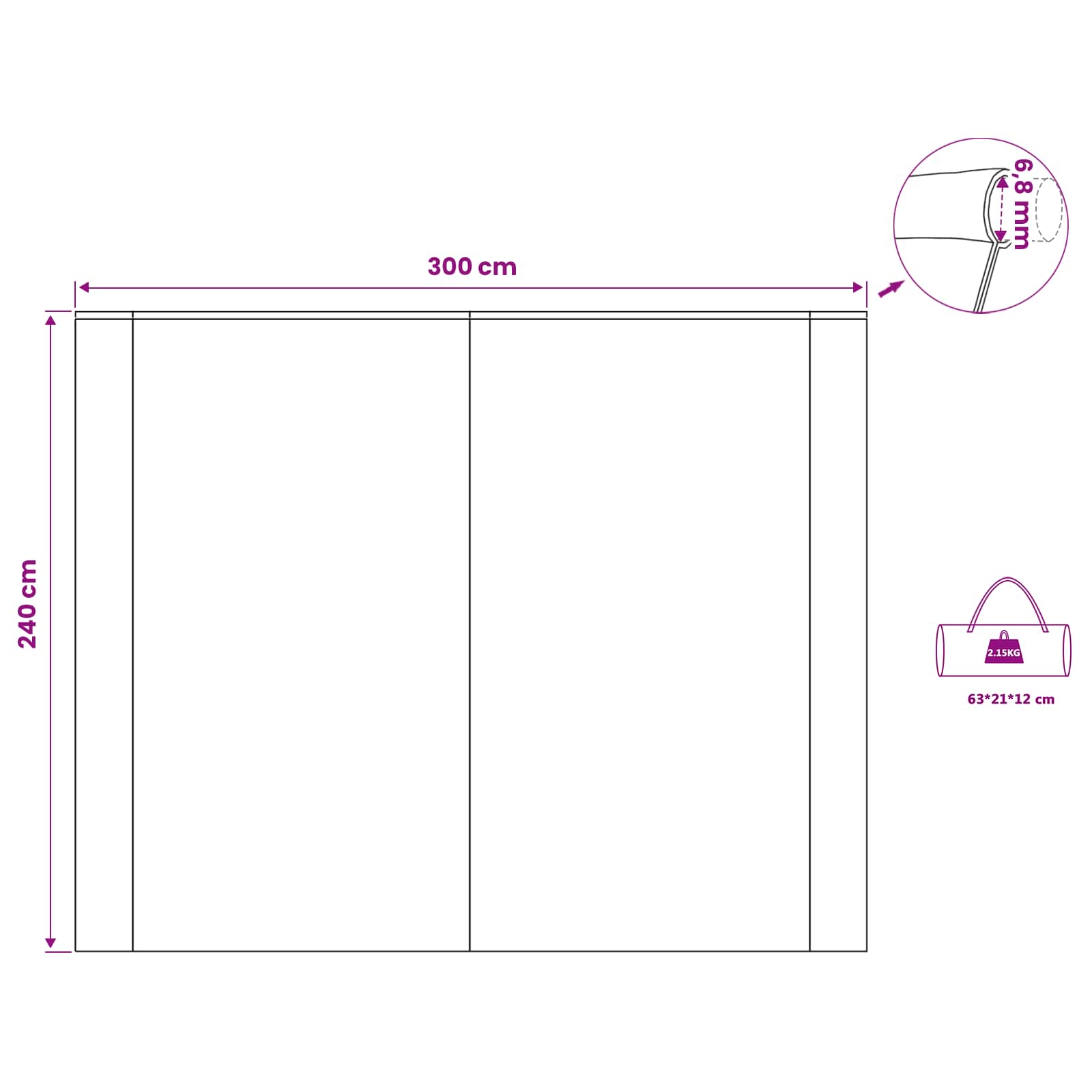 Krov za karavan osoba 240 x 300 cm Siva i narančasta taft