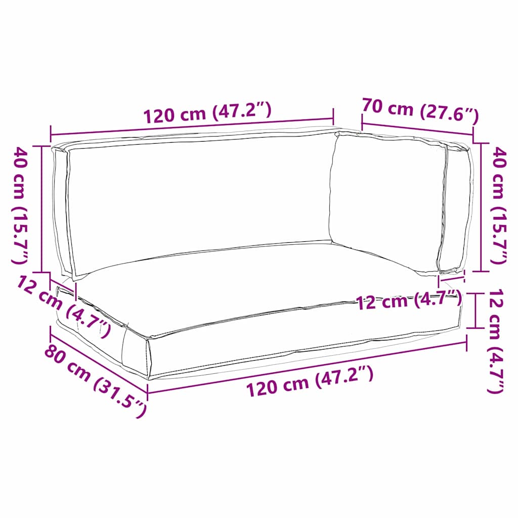 Set jastučića za palete 3 pcs Crna Oxford tkanina