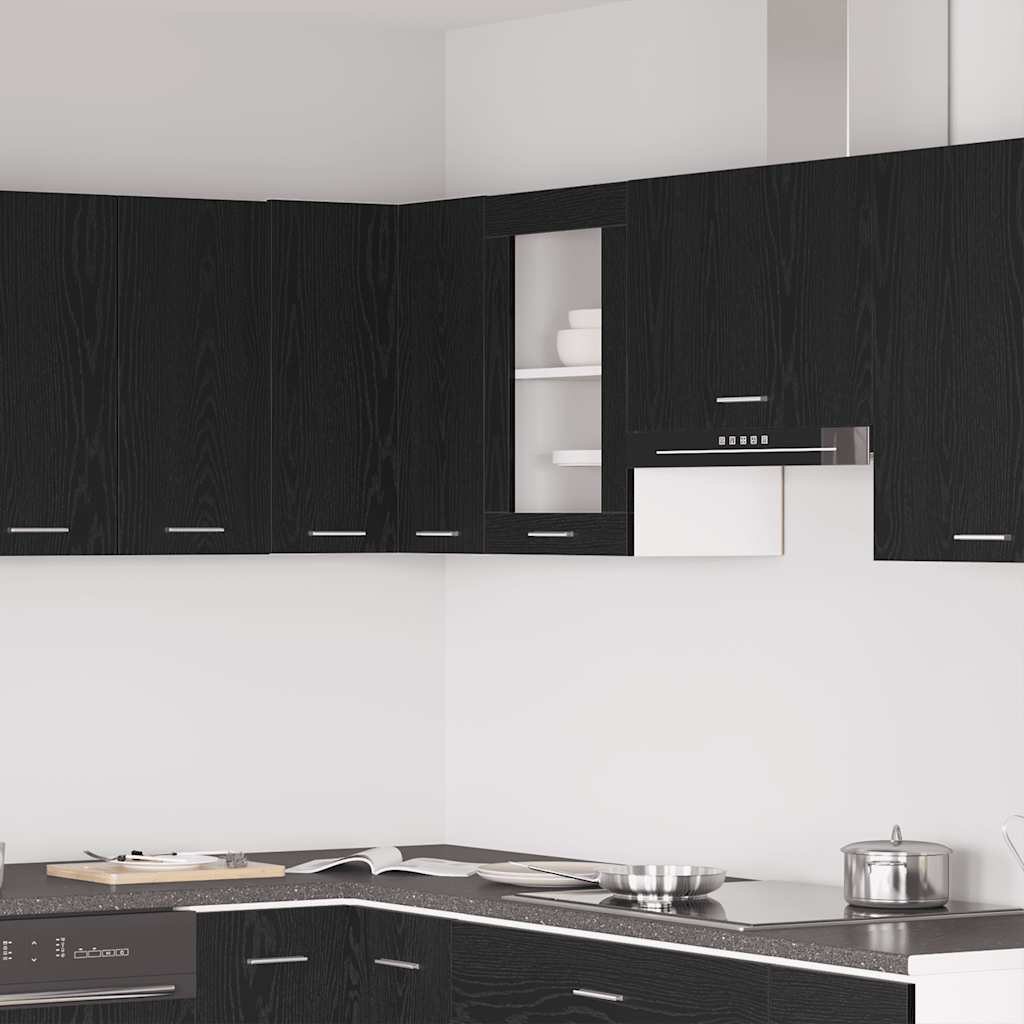 Viseći stakleni ormarić crni hrast 40x31x60 cm inženjerski drvo