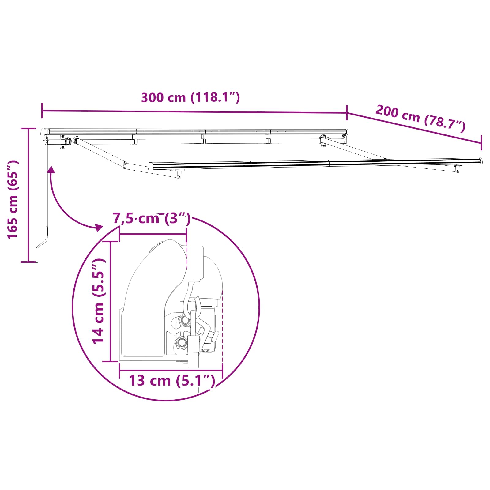 Skrovita tenda Narančasta 300 x 200 cm tkanina