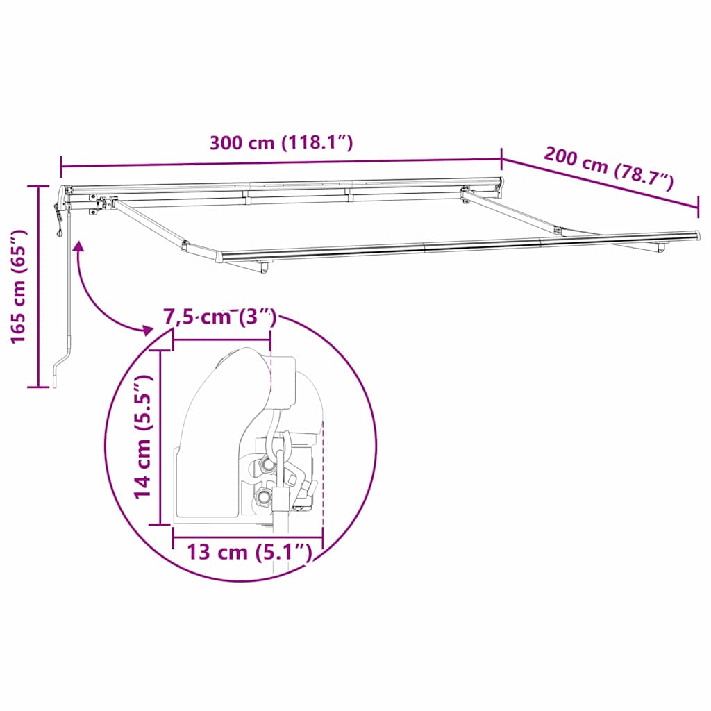 Skrovita tenda Zelena 300 x 200 cm tkanina
