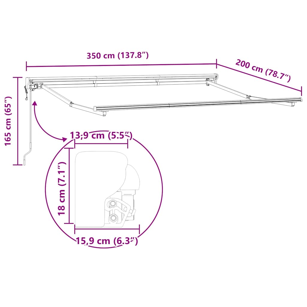 Okvir tende Šareni 350 x 200 cm Poliester s PU premazom