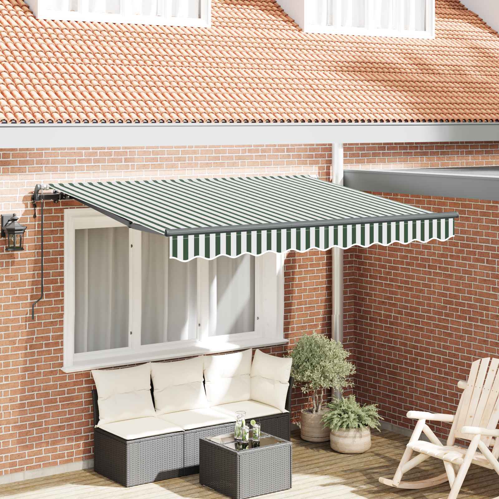 Skrovita tenda Zelena 350 x 200 cm tkanina